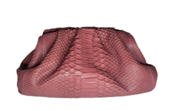 Large Pleated Python clutch