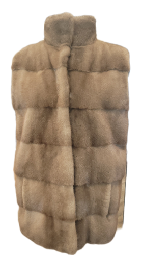 Women's mink Vest with stand up collar