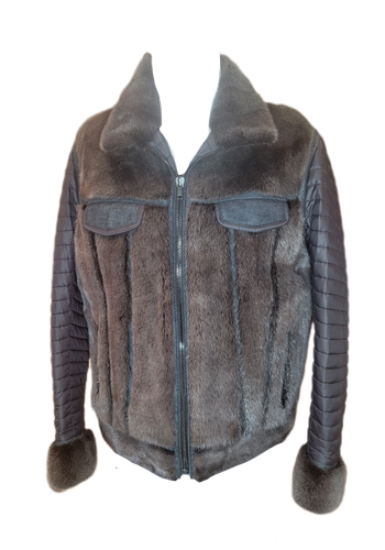 Men's Gray Mink Reversible  jacket